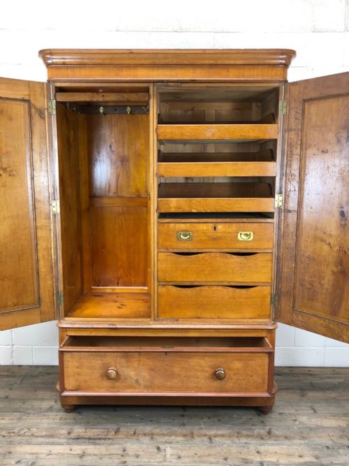 fig 1. Four Part Large Victorian Pale Oak Wardrobe