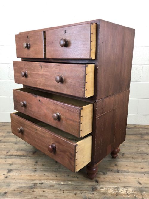 fig 1. Two Part Campaign Style Mahogany Chest of Drawers