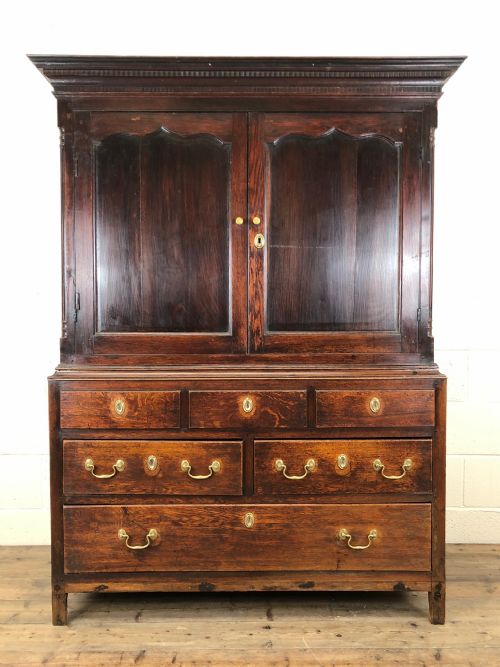 fig 1. Antique 19th Century Welsh Oak Linen Press Cupboard