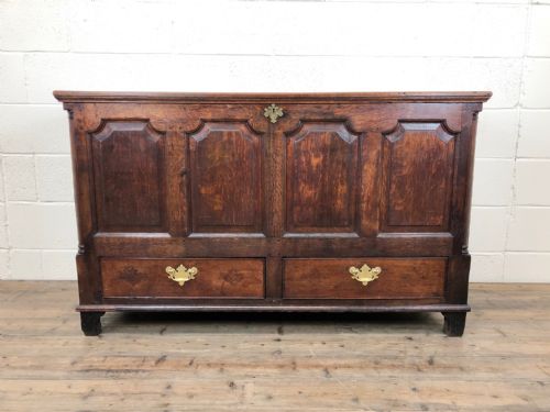 18th Century Welsh Oak Coffer with Panel Front