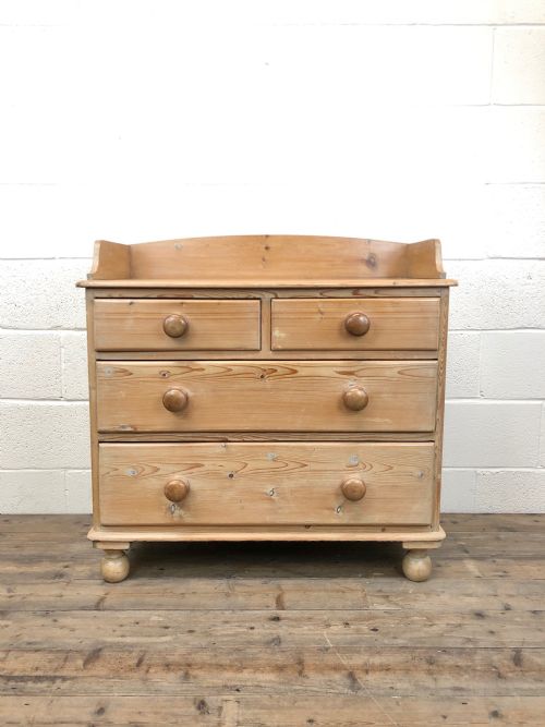 Victorian Pine Chest of Drawers with Gallery Back