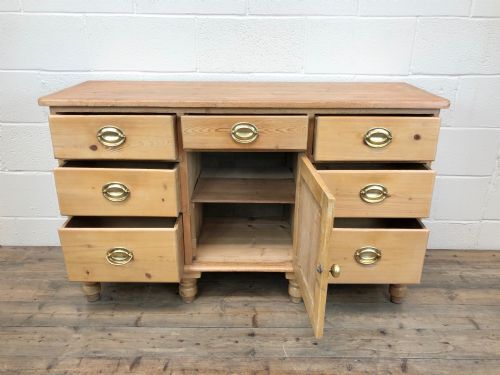 fig 1. Antique 19th Century Victorian Pine Sideboard with Drawers