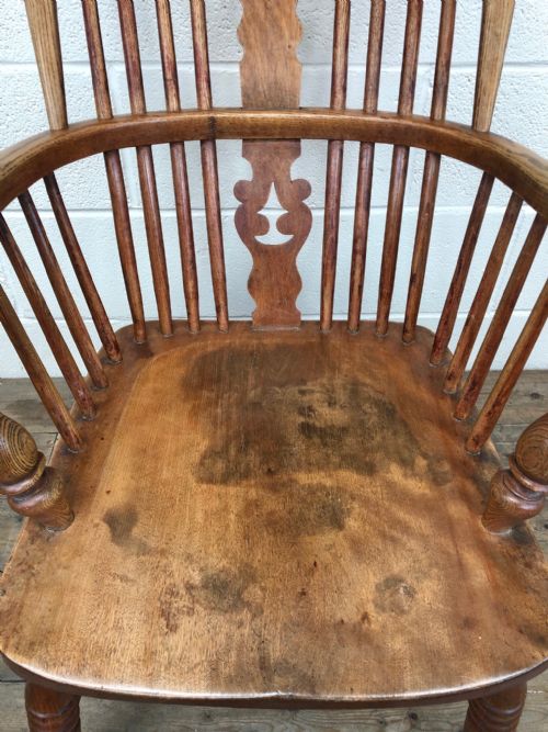 fig 2. 19th Century Ash and Elm Windsor Armchair with Double Stretcher