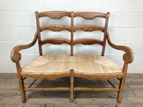 fig 2. Antique Two Seat Bench with Rush Seat