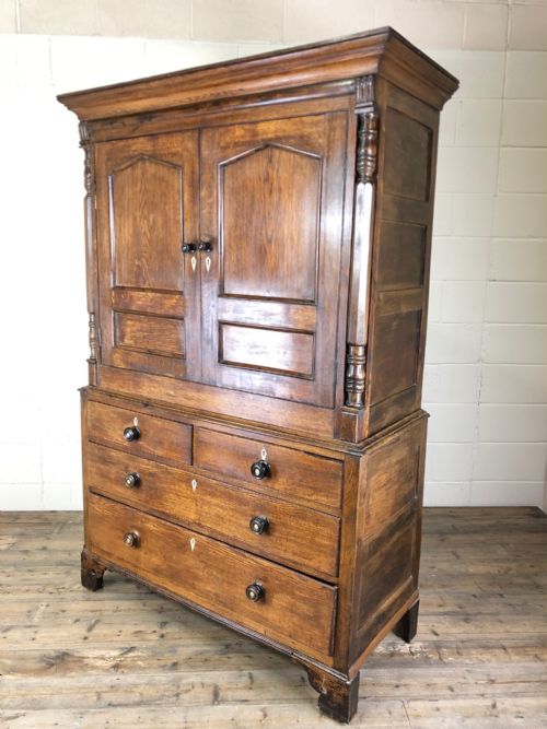 fig 1. 19th Century Welsh Oak Linen Press Cupboard