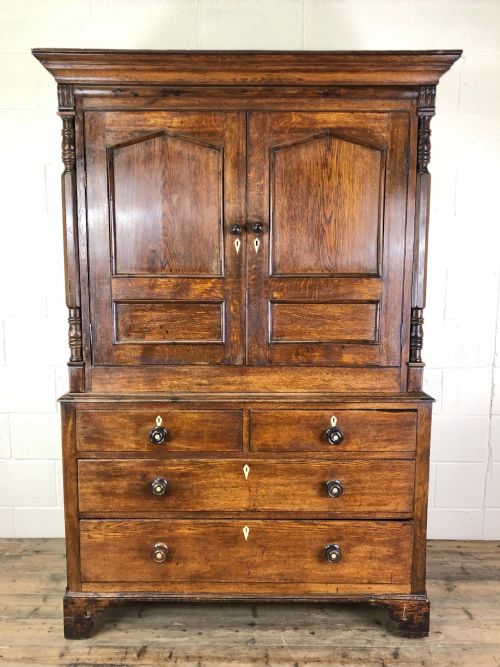19th Century Welsh Oak Linen Press Cupboard