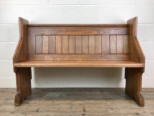 Antique Oak Pew with Carved Detail