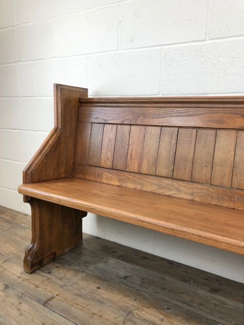 fig 1. Antique Oak Pew with Carved Detail