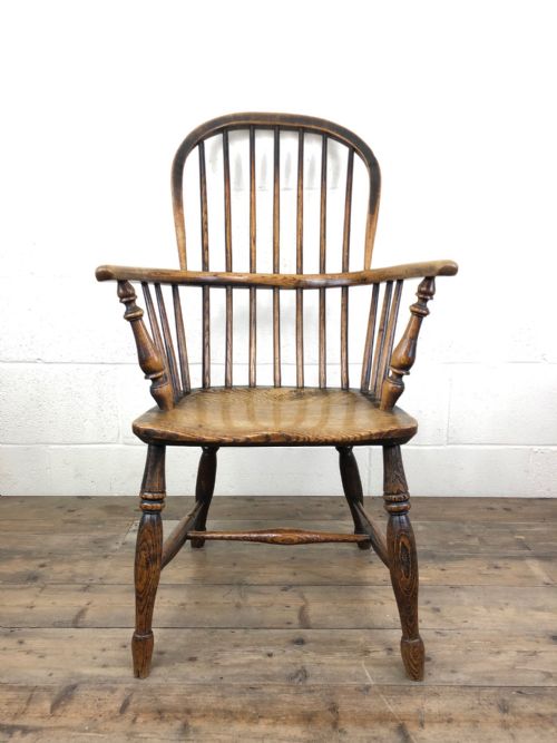 19th Century Antique Ash and Elm Windsor Armchair