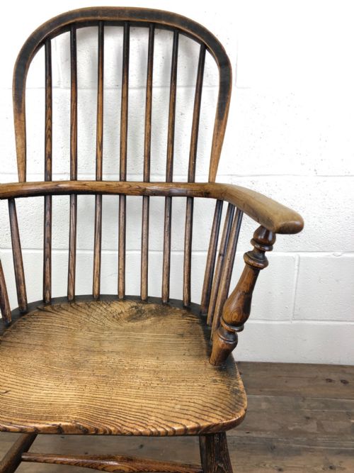 fig 2. 19th Century Antique Ash and Elm Windsor Armchair