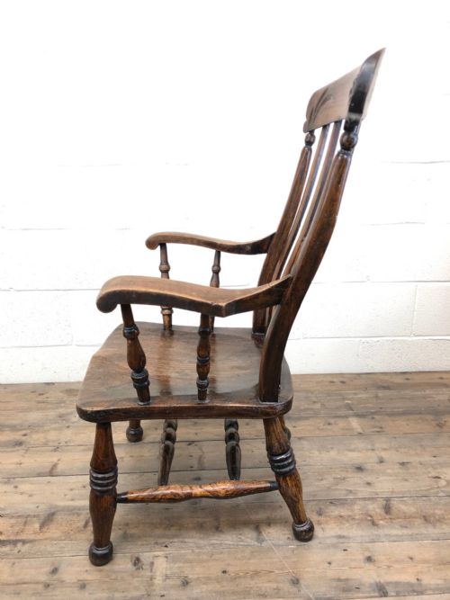 fig 2. Victorian Beech and Elm Windsor Armchair with Carved Detail