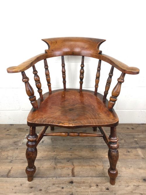 fig 1. 19th Century Ash and Elm Smoker’s Bow Armchair