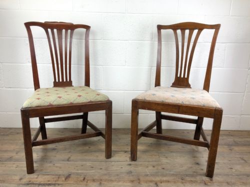fig 1. Two Similar Edwardian Mahogany Frame Chairs with Fabric Seats