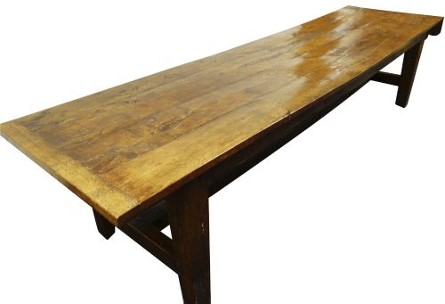 Antique 19th Century Long Oak Plank Table