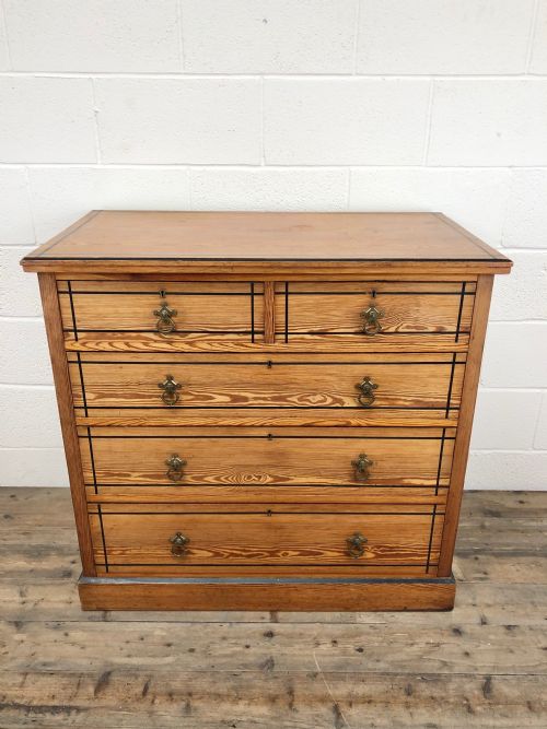 fig 1. Aesthetic Movement Victorian Pine Chest of Drawers