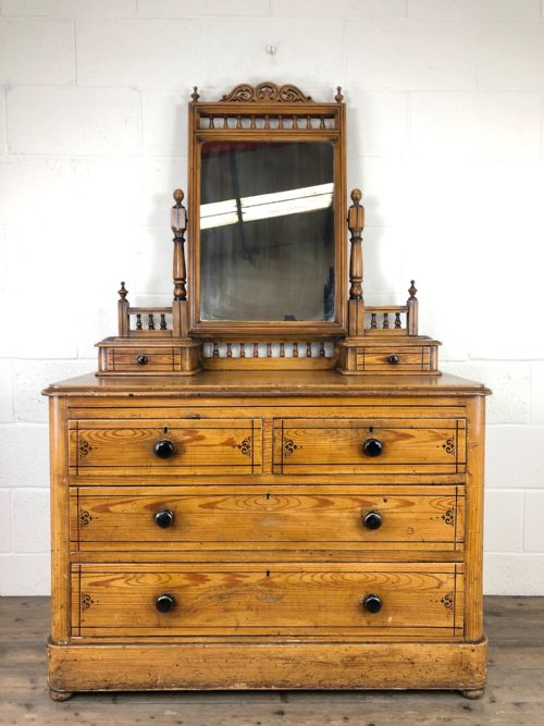 Victorian Aesthetic Movement Pine Dressing Table Chest