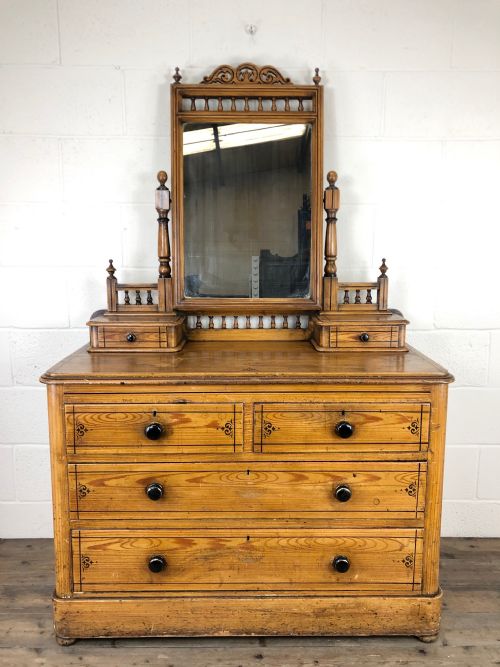 fig 1. Victorian Aesthetic Movement Pine Dressing Table Chest