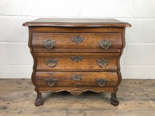 Small Oak Bombe Chest of Drawers
