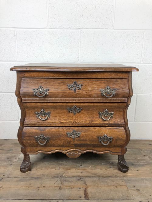 fig 1. Small Oak Bombe Chest of Drawers