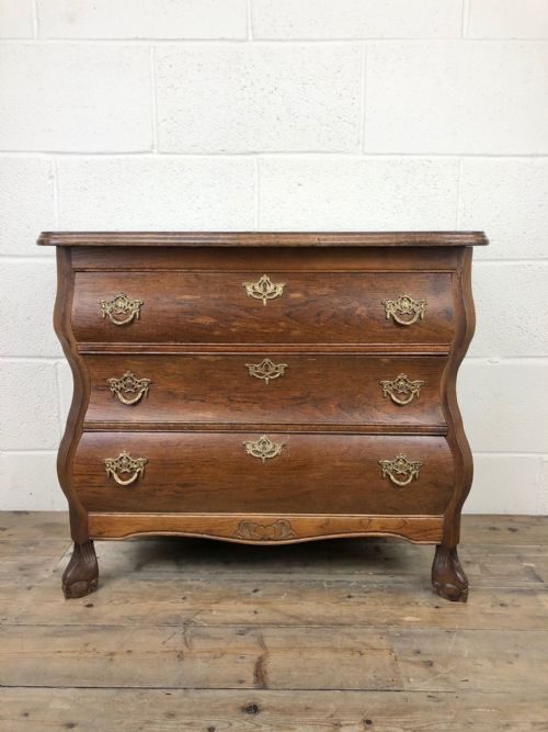 Small Oak Bombe Chest of Drawers