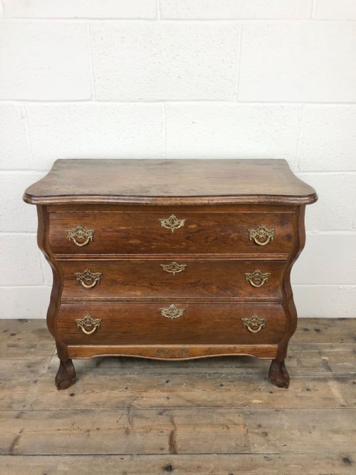 fig 1. Small Oak Bombe Chest of Drawers