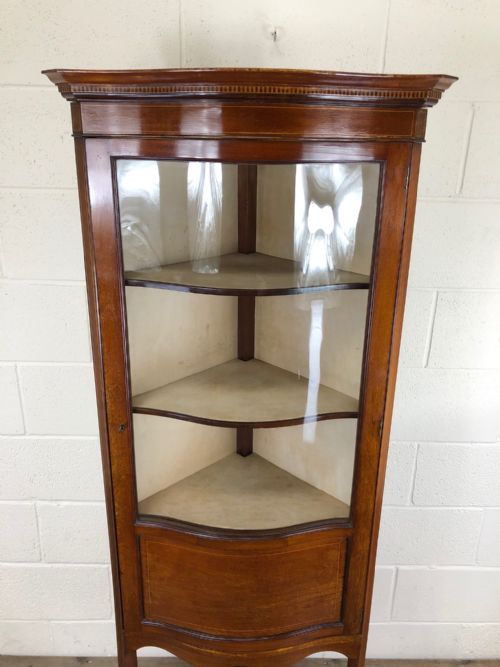 fig 1. Edwardian Inlaid Mahogany Glazed Corner Cupboard