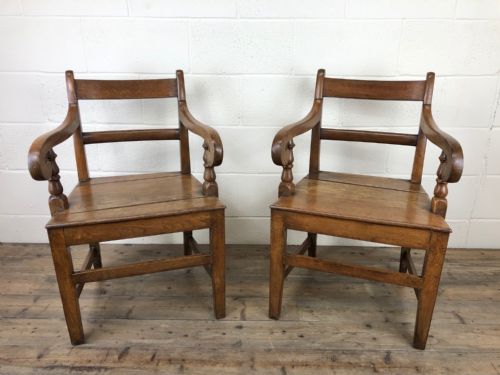 Pair of 19th Century Welsh Oak Farmhouse Armchairs