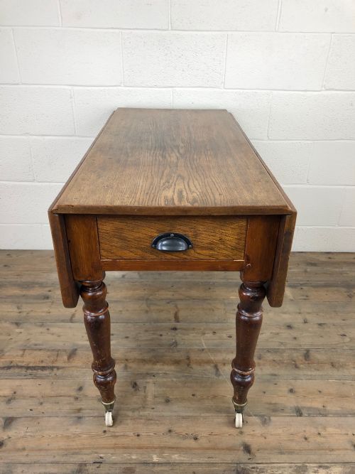 fig 1. Antique 19th Century Oak Drop Leaf Pembroke Style Table