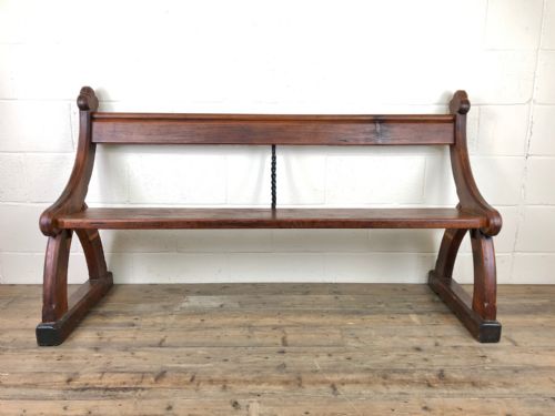 fig 1. Antique Gothic Style Pitch Pine Pew Bench