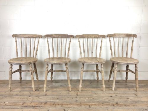 Set of Four Antique Beech and Elm Penny Chairs