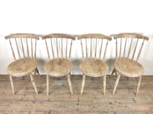 fig 1. Set of Four Antique Beech and Elm Penny Chairs