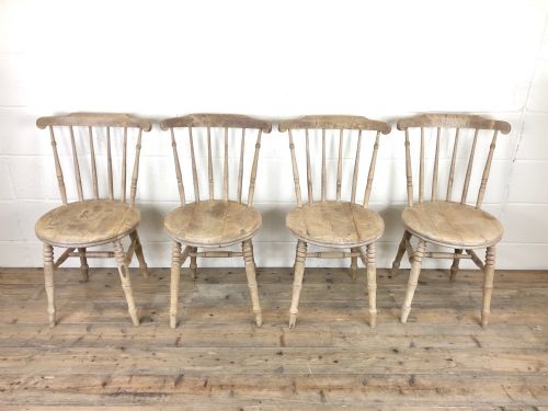 fig 2. Set of Four Antique Beech and Elm Penny Chairs
