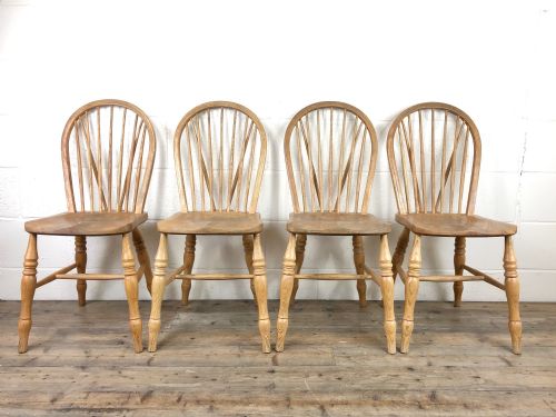 Set of Four Early 20th Century Beech and Elm Farmhouse Chairs