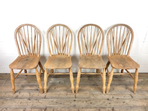 fig 1. Set of Four Early 20th Century Beech and Elm Farmhouse Chairs