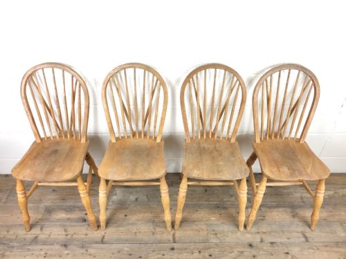fig 2. Set of Four Early 20th Century Beech and Elm Farmhouse Chairs
