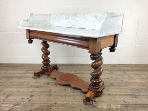 Decorative 19th Century Antique Walnut and Marble Washstand
