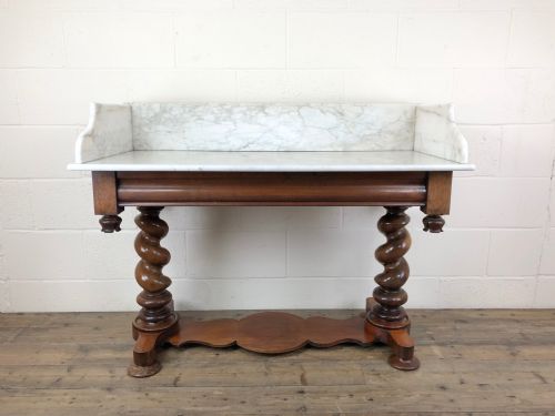 fig 2. Decorative 19th Century Antique Walnut and Marble Washstand
