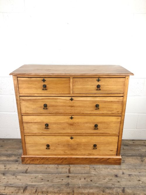 fig 1. Antique Edwardian Satin Birch Chest of Drawers