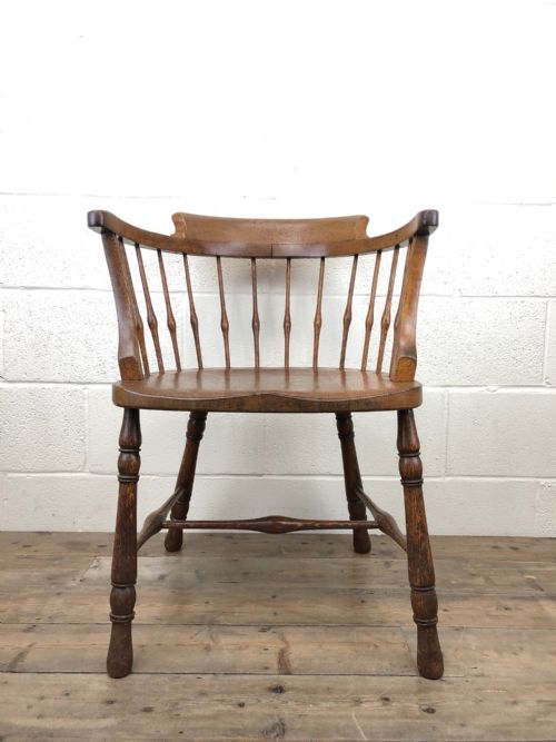 fig 1. Early 20th Century Oak Smoker’s Bow Desk Chair