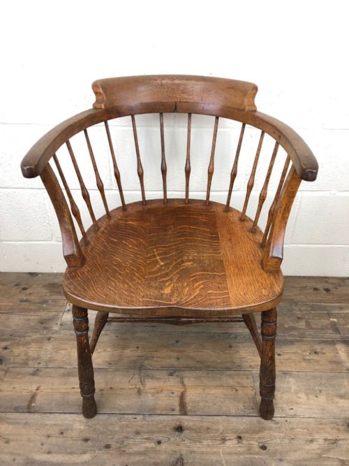fig 2. Early 20th Century Oak Smoker’s Bow Desk Chair