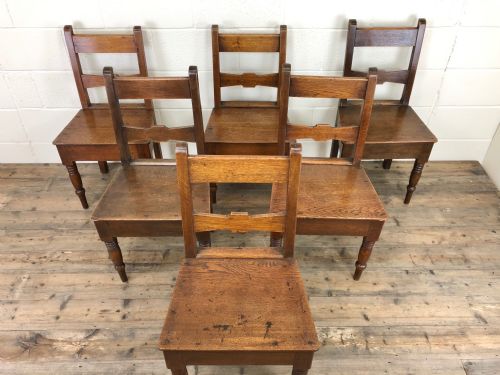 fig 1. Set of Six Antique 19th Century Welsh Oak Bar Back Chairs