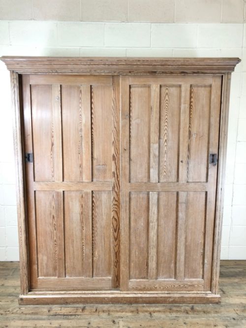 fig 1. Large Pitch Pine School Cupboard with Sliding Doors