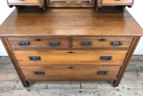 fig 2. Edwardian Oak Dressing Table Chest with Mirror