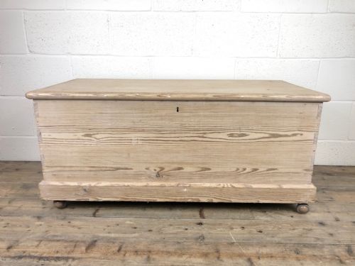 19th Century Pine Trunk with Two Internal Drawers