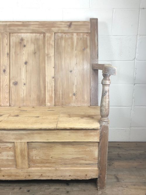 fig 2. Antique 19th Century Pine Settle with Storage