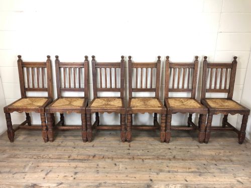 Set of Six Arts and Crafts Style Oak Chairs