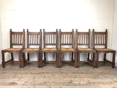 fig 1. Set of Six Arts and Crafts Style Oak Chairs