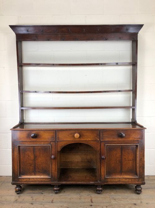 Antique 19th Century Welsh Oak Open Back Dresser
