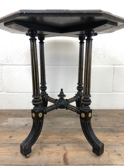 fig 1. Antique Victorian Ebonised Octagonal Table