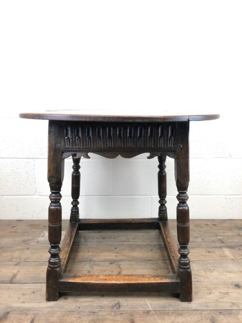 fig 1. 18th Century Carved Oak Table with Circular Top